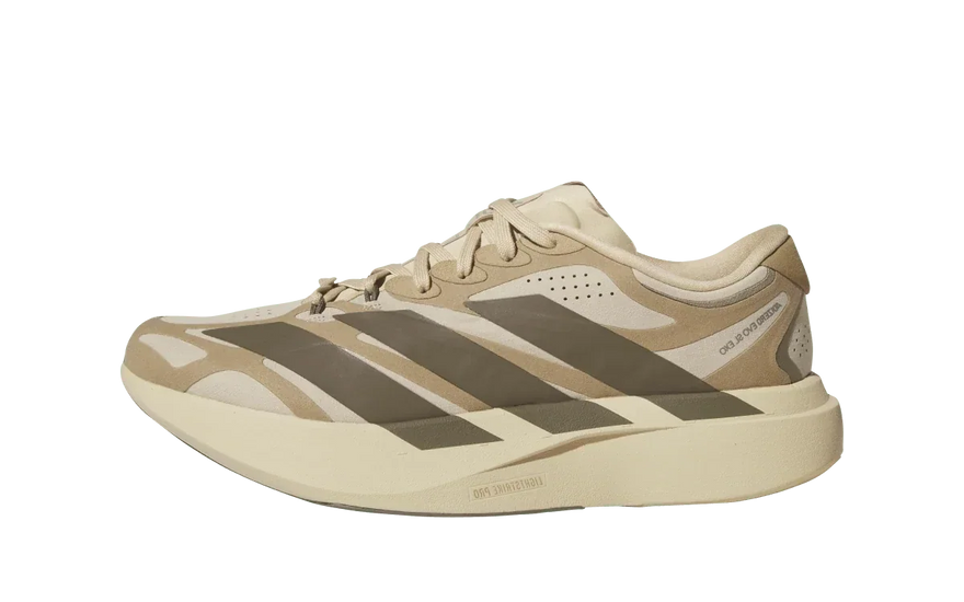 Adidas Adizero EVO SL EXO Suede Magic Beige Carbon Cardboard: der Running-Sneaker, der auf Wildleder setzt