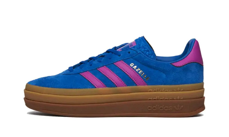 Adidas Gazelle Bold Tučná Modrá Jasně Růžová: modrá podrážka s růžovým nádechem pro zvýraznění