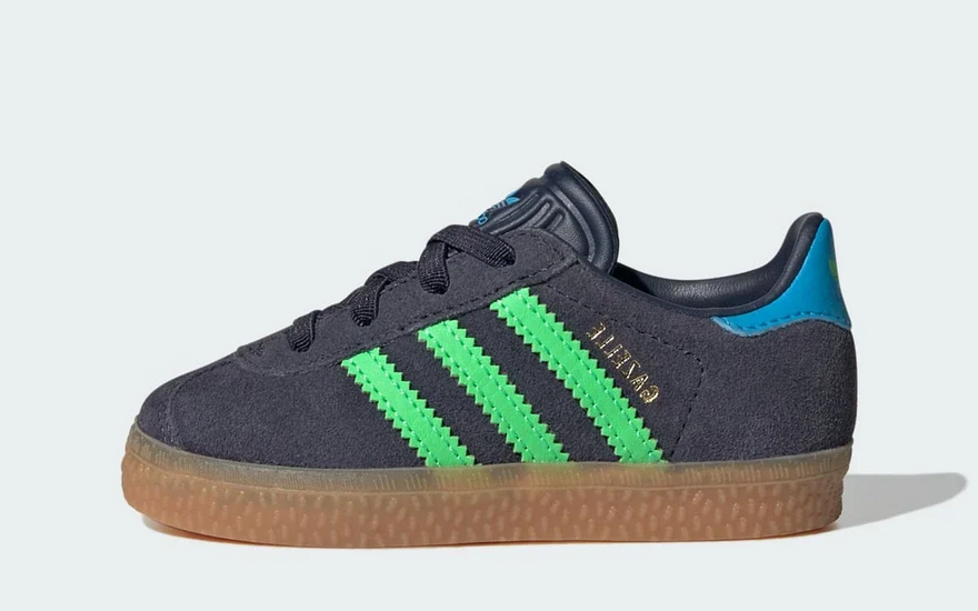 Adidas Gazelle Comfort Closure Shadow Navy Screaming Green (TD): el clásico del 91 en versión mini