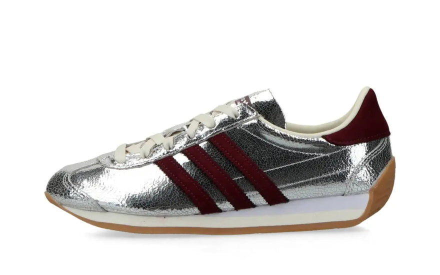 Adidas Originals Country OG Silver Metallic Maroon Off White — Retro style with a metallic touch