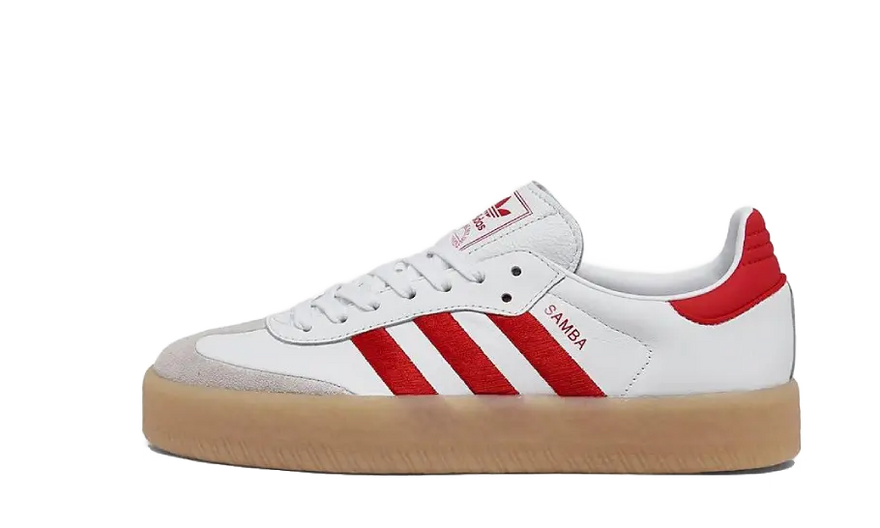Adidas Sambae White Scarlet Gum: Iconische witte sportschoenen voor stadsstijl en comfort