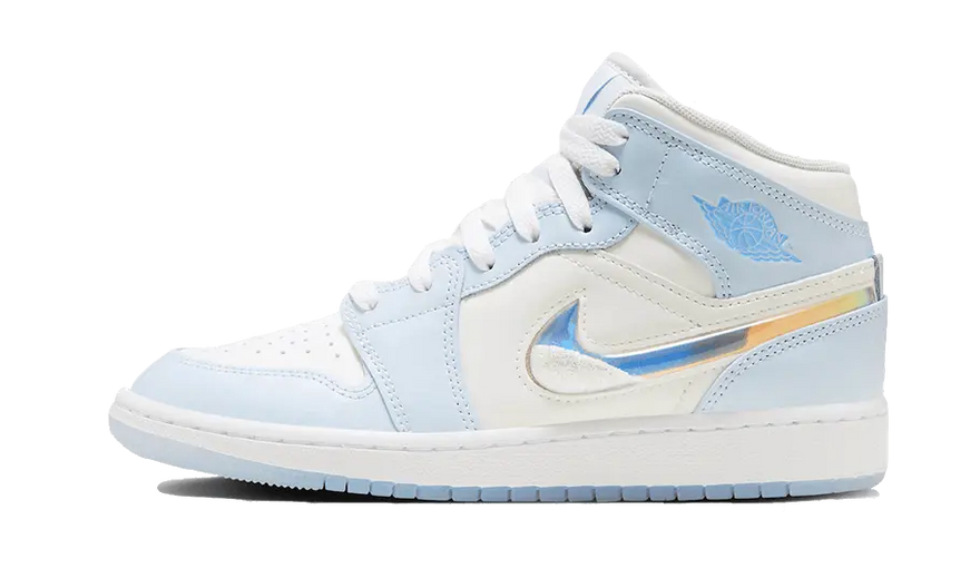 Air Jordan 1 Mid SE Glitter Swoosh (GS) — Skin med vinterstil