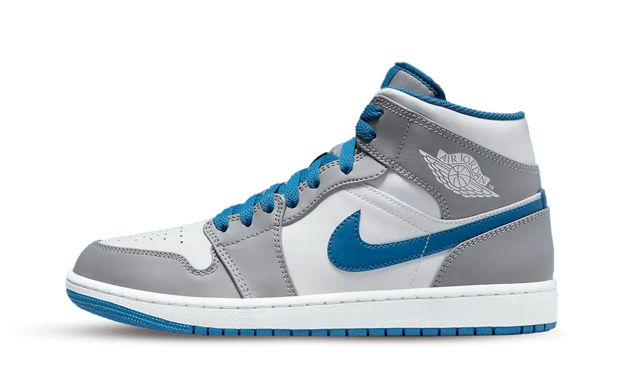 Air Jordan 1 Mid Igazi Kék Cement — Visszafogott stílus léghabos párnázással