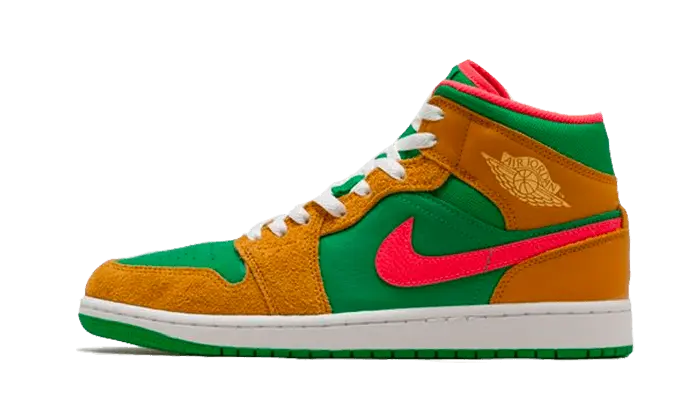 Air Jordan 1 Mid Hvede Vandmelon: hvedestil med vandmelonaccenter
