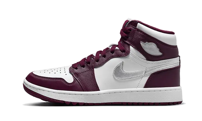 Air Jordan 1 Retro High Golf Bordeaux — Bordeauxröd elegans på banan och gatan