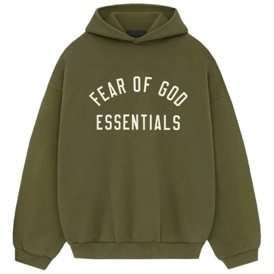 Fear of God Essentials FW24 Φούτερ με κουκούλα Fleece για την επιστροφή στο σχολείο Military — Η απαραίτητη στρατιωτική φούτερ για τη σεζόν