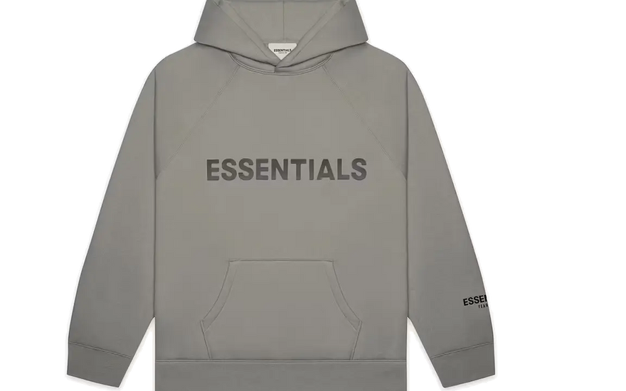 Fear of God Essentials Hættetrøje Applikationslogo FW20 Cement — Den uundværlige sweatshirt