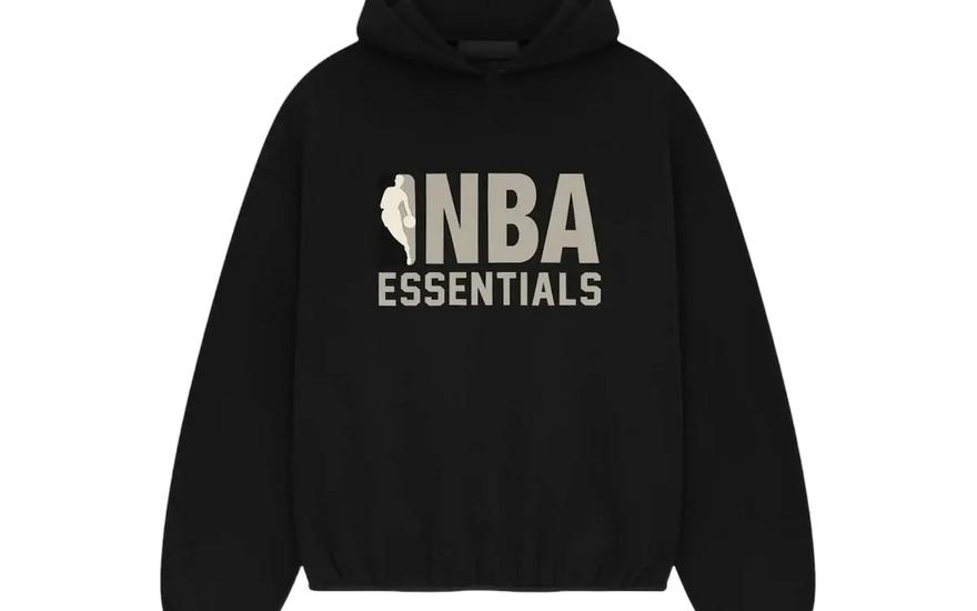 Fear of God Essentials SS25 NBA Hoodie Black Grey — Sudadera minimalista para streetwear
