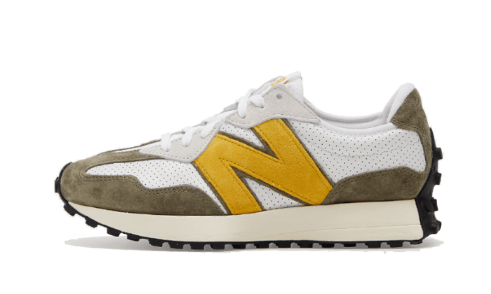 New Balance 327 White Yellow Olive: la runner retro que domina el street style en 2026