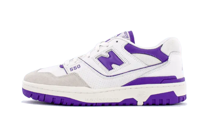 New Balance 550 White Purple: retrostijl en schokdemping ABZORB voor dagelijks gebruik
