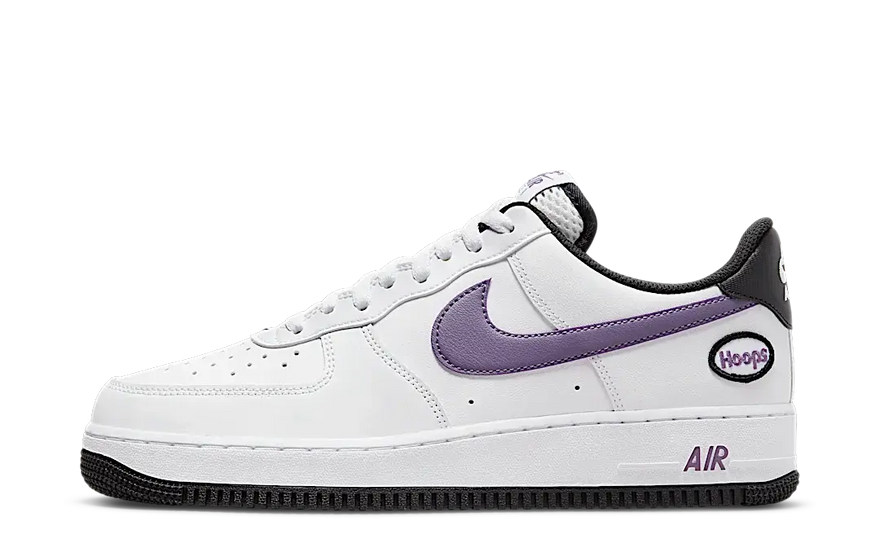 Nike Air Force 1 07 LV8 Hoops White Canyon Purple — Zapatillas blancas y púrpura con estilo urbano