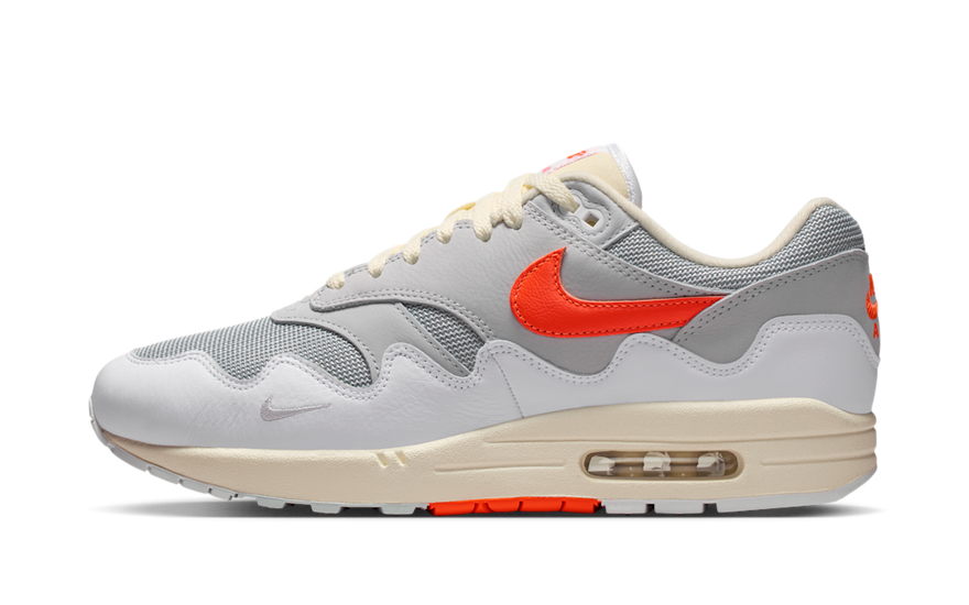 Nike Air Max 1 Patta Waves White Hyper Crimson (With Bracelet) — Ola icónica y pulsera de colección