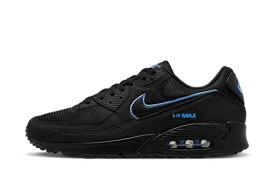 Nike Air Max 90 Noir Bleu Université : icône urbaine au confort renouvelé
