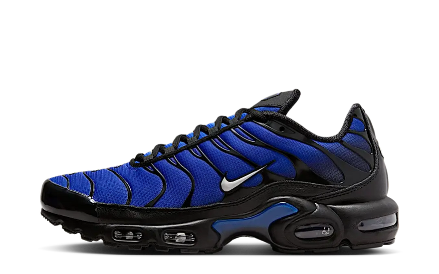 Nike Air Max Plus Premium Black Racer Blue: urban style and Tuned Air cushioning