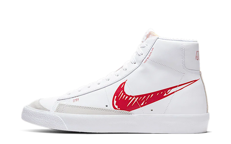 Nike Blazer Mid 77 Sketch White Red: el clásico mid reinventado con bocetos rojos