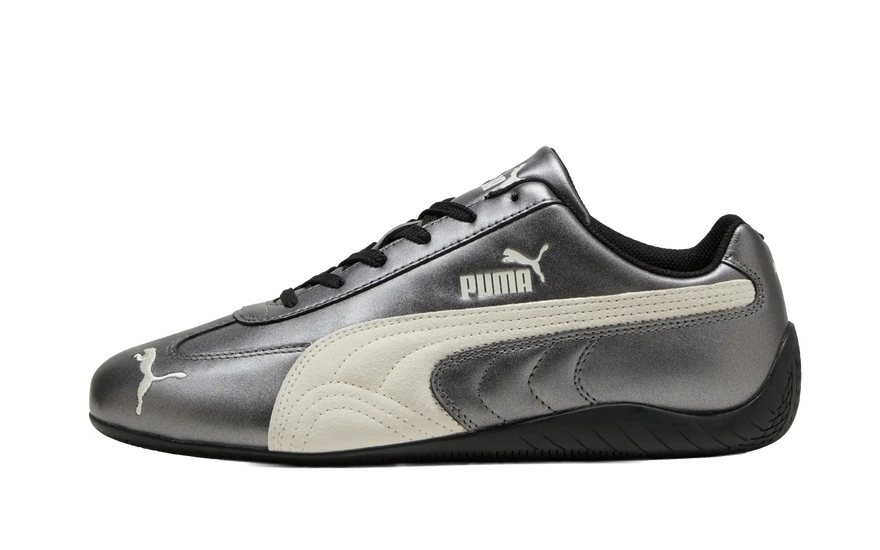 Puma Speedcat Metallic Schwarz Warmweiß — Metallisch schimmernde Schuhe mit Stil und Bequemlichkeit