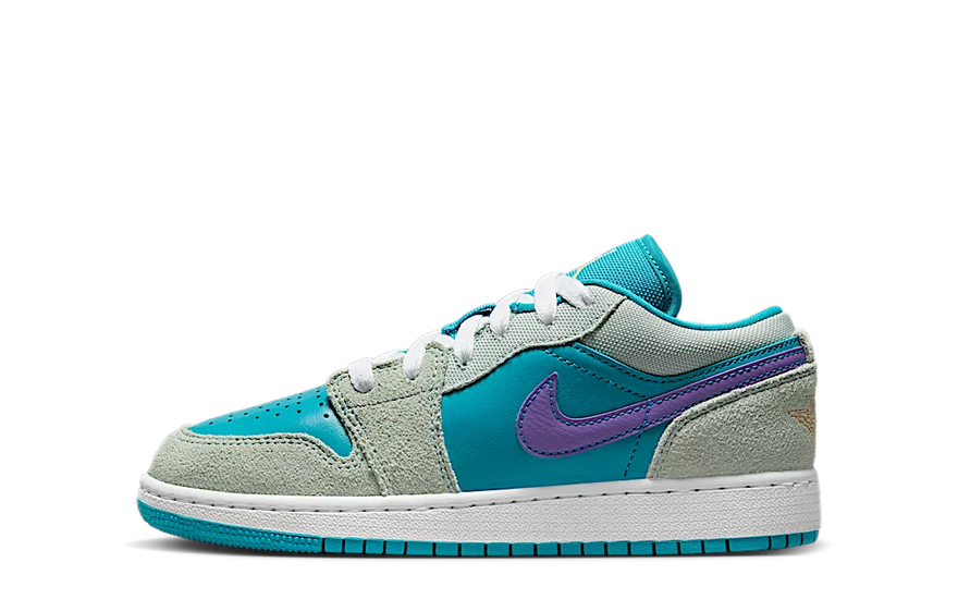 Air Jordan 1 Low SE Pistachio Frost Aquatone Psychic Purple Celestial Gold — Edición fresca y urbana