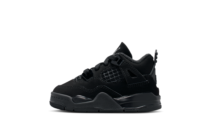 Air Jordan 4 Retro Black Cat (2025) (TD): Negro total y actitud para los peques