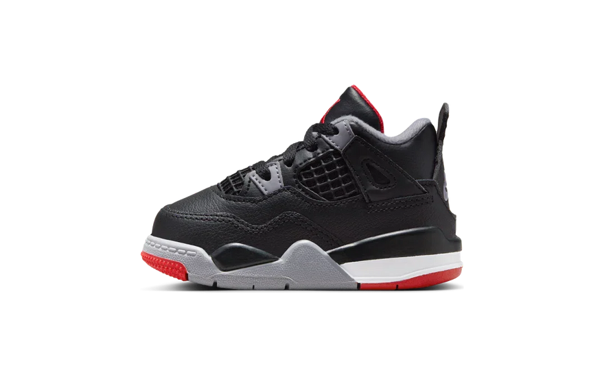 Air Jordan 4 Retro Bred Reimagined (TD) — El Bred para los más pequeños con estilo y confort