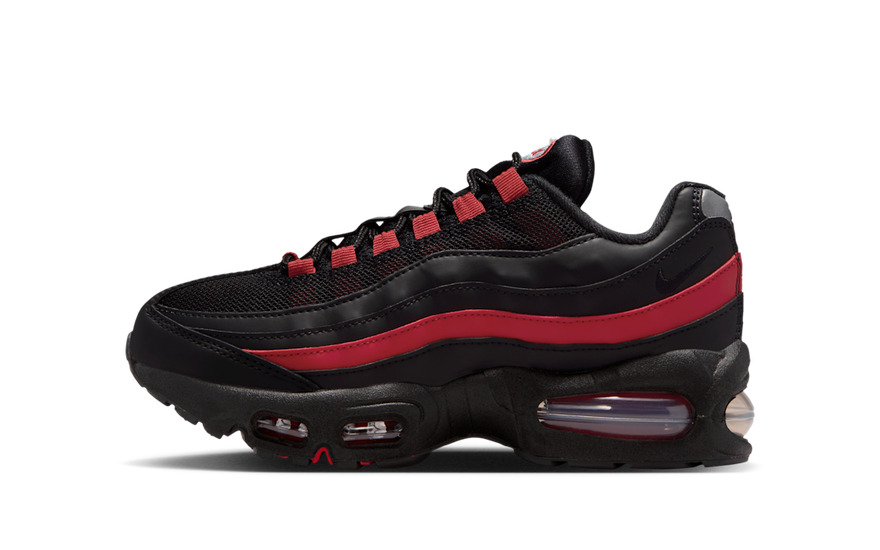Nike Air Max 95 Black Team Crimson: Silueta icónica con estilo urbano y máxima comodidad