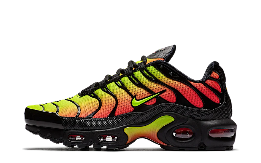 Nike Air Max Plus Black Volt Solar Red — Městský styl s elektrickou energií