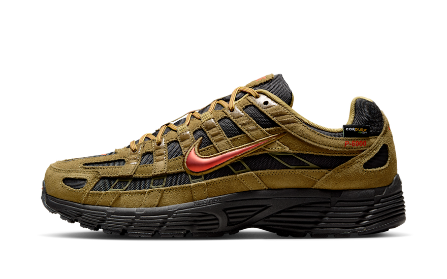 Nike P-6000 Premium Cordura Olive Flak Black Picante Red: estilo retro con máxima resistencia