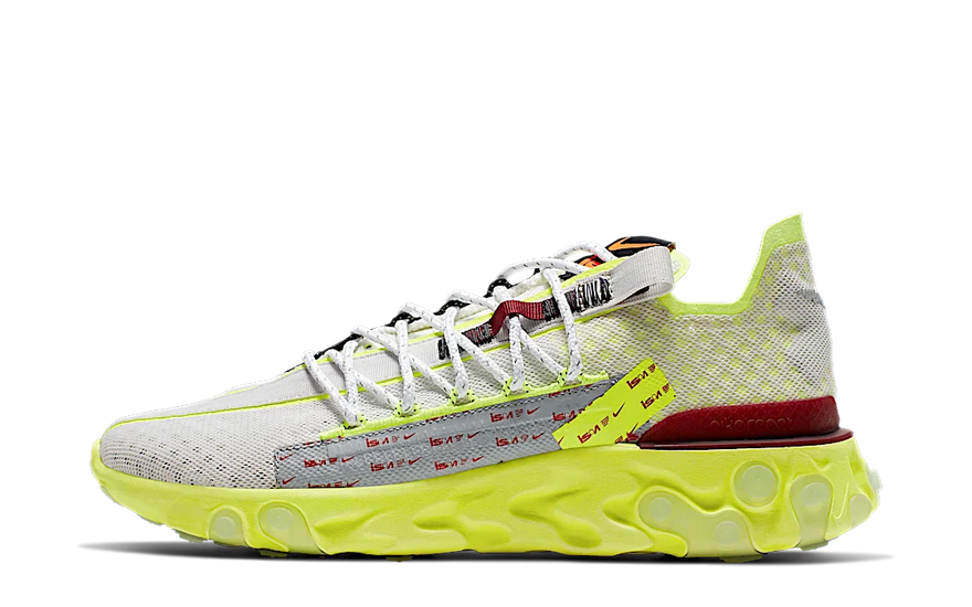 Nike React Runner ISPA Platinum Tint Volt Glow Team Red: Urban sneakers with React cushioning and futuristic design