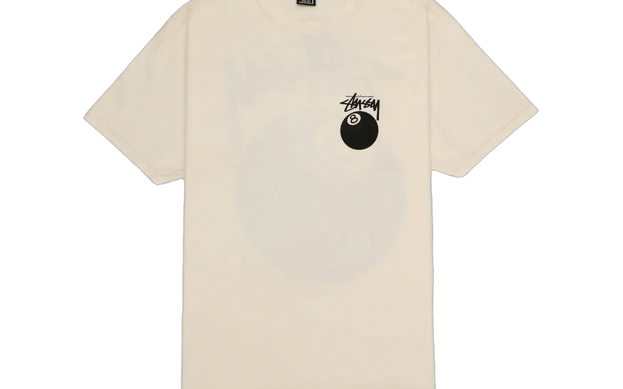 Stussy 8 Ball Pigmentfarvet T-shirt Natural — Den pigmentfarvede t-shirt, der fornyer dit streetwear