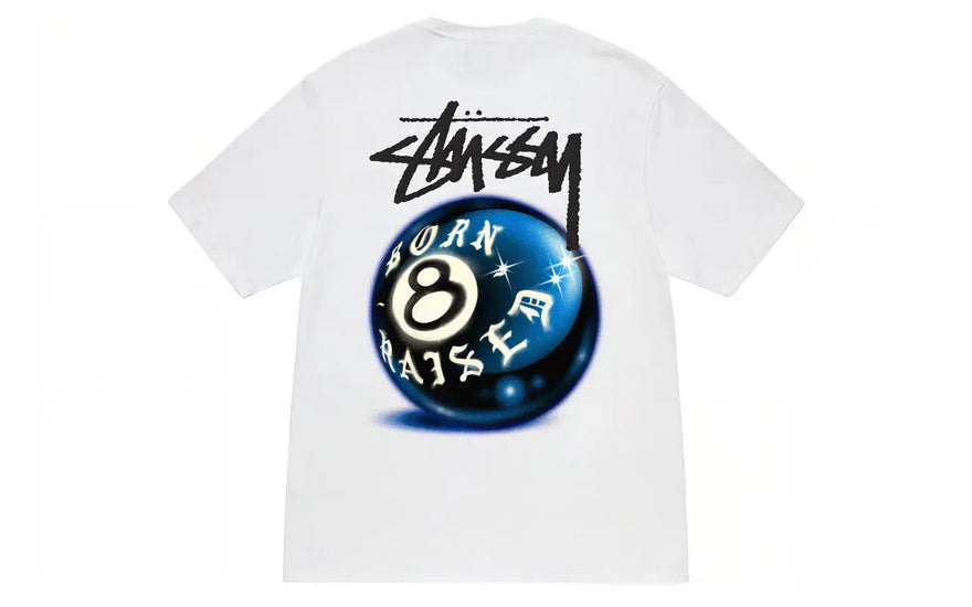 Stussy Born X Raised 8 Ball tričko bílé: Tričko městského stylu, které potřebujete