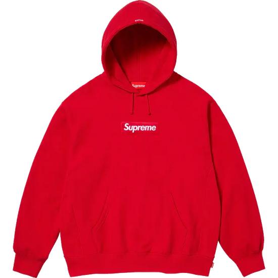 Supreme mikina s kapucí a logem Box (FW23) - Červená: Nezbytná červená mikina