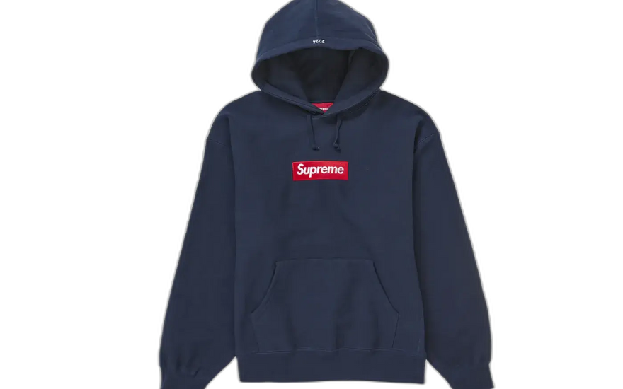 Supreme mikina s kapucí a Box Logo (FW24) námořnická modř — Ikonická streetwearová mikina