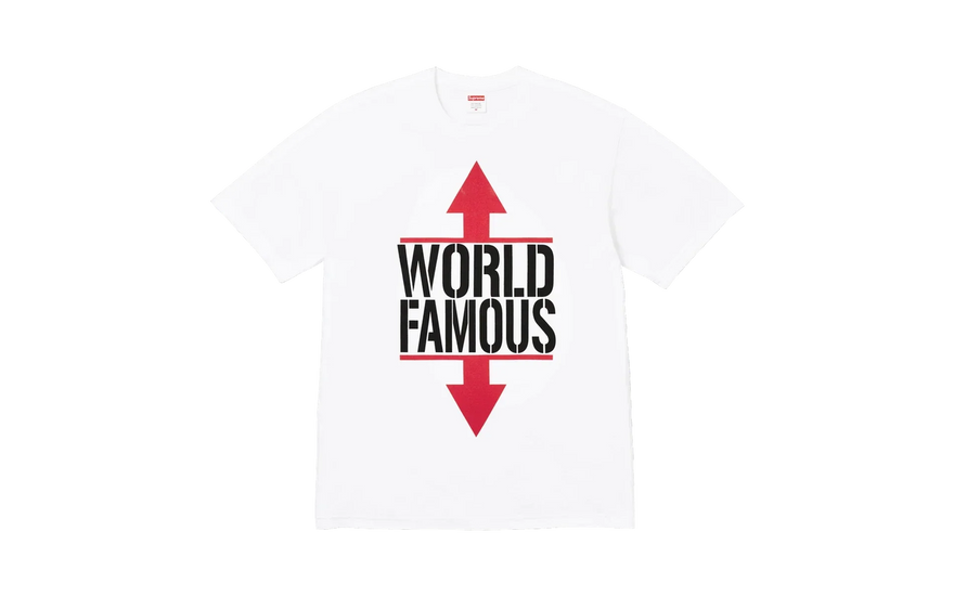 Supreme World Famous T-Shirt White: la gráfica de Myles Underwood que define la SS26
