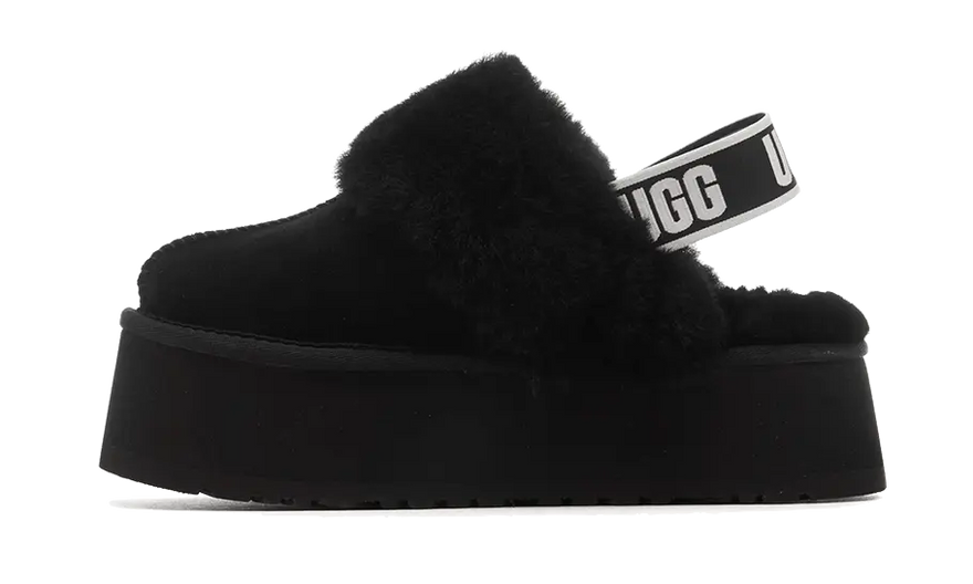 UGG Funkette Tøfler Sort: sorte skindtøfler, stil og komfort