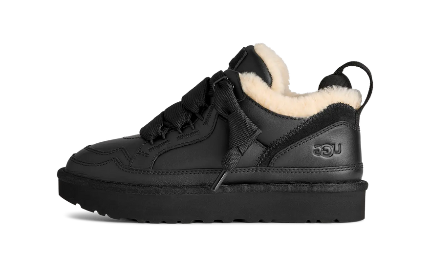UGG Lowmel Kůže Černé — Černé kožené tenisky, minimalistický styl a městské pohodlí