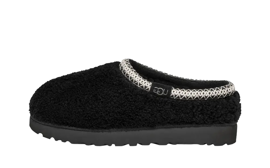 UGG Tasman Maxi Curly Kapcie czarne – luksusowe pantofle do domu i na ulicę