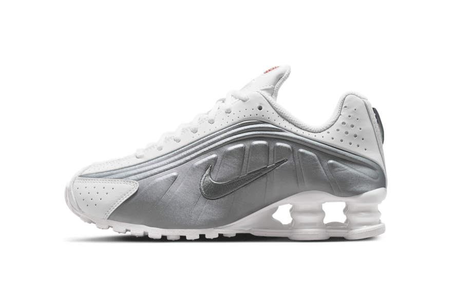 Nike Shox R4 White Bright Crimson Metallic Silver - estilo y amortiguacion para cada paso