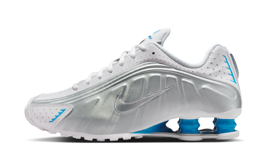Nike Shox R4 White Blue Hero Silver: Style and responsive cushioning for every step