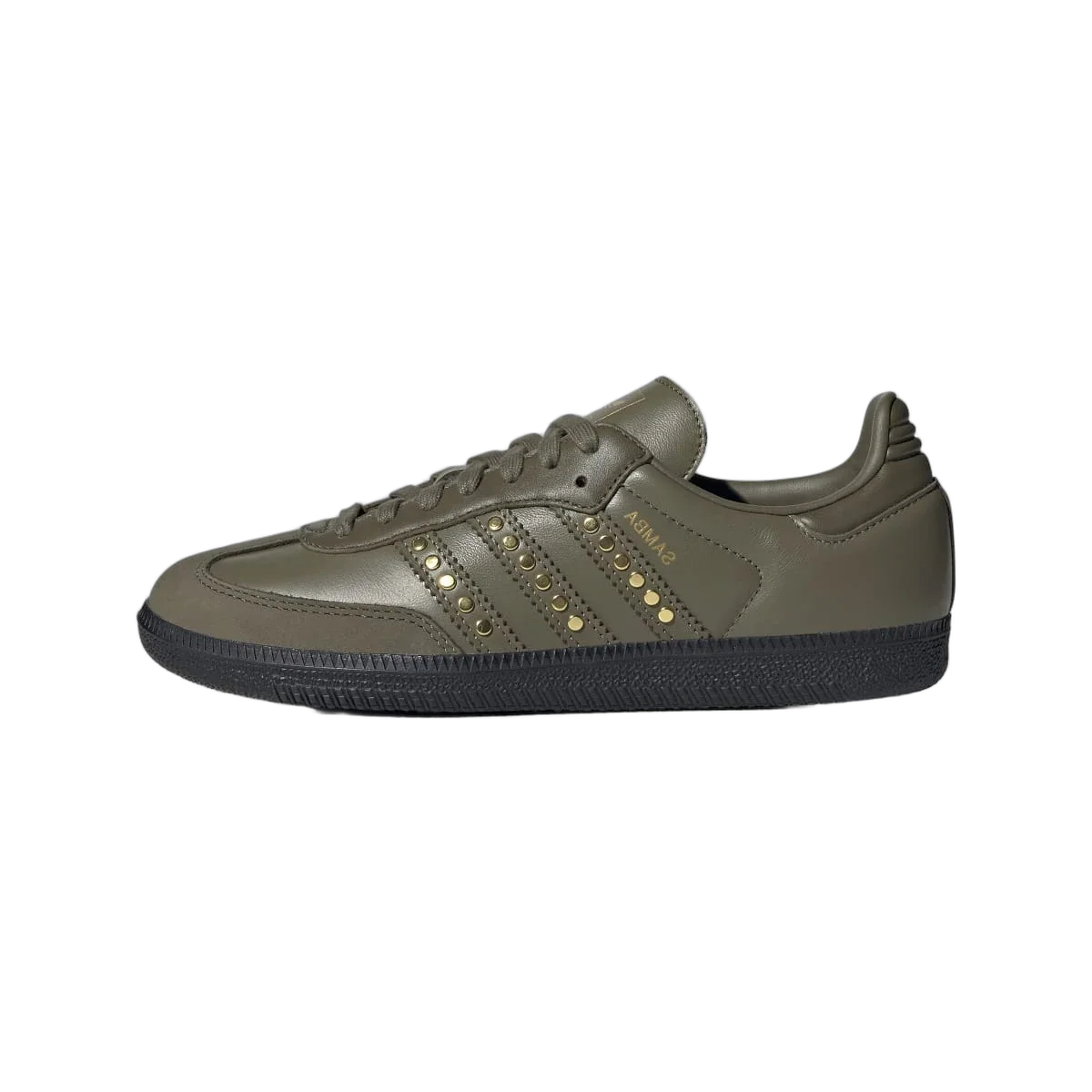 Adidas Samba OG Studded Stripes Dark Khaki Black (Women's)
