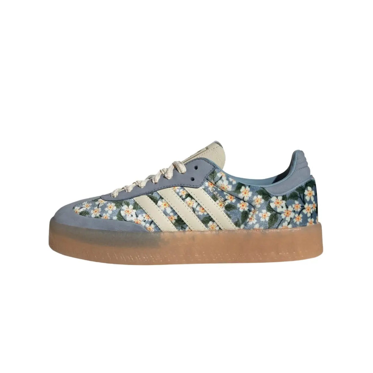 Adidas Sambae Liberty London Floral Embroidery Blue Cream White (Women's)