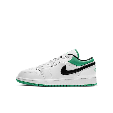 Air Jordan 1 Low White Lucky Green Tumbled Leather - 553560-129 - View 1 | Next Step