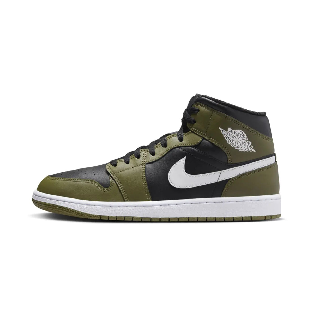 Air Jordan 1 Mid Black White Olive