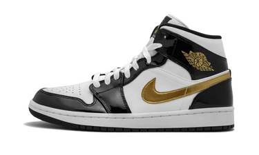 Air Jordan 1 Mid SE Black Gold Patent Leather - 852542-007 - View 1 | Next Step
