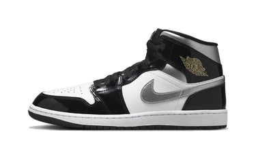 Air Jordan 1 Mid SE Patent Black White Metallic Silver Metallic Gold - HV0789-010 - View 1 | Next Step