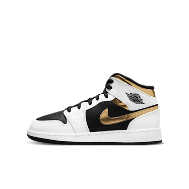 Air Jordan 1 Mid White Gold Black - 554725-190 - View 1 | Next Step