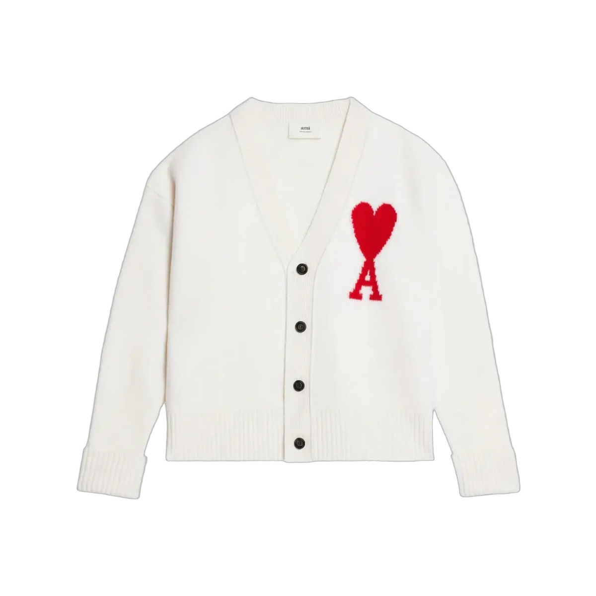 Ami Paris ADC Cardigan Off White/Red