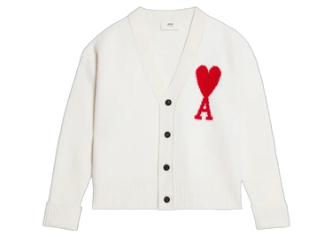 Ami Paris ADC Cardigan Off White/Red - BFUKC002.018 154 - View 1 | Next Step