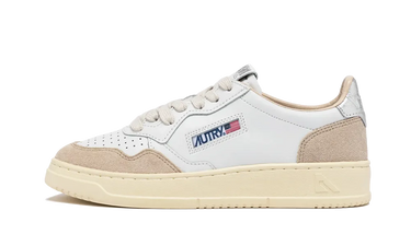 Autry Medalist Leather Low White Silver Beige - AULW-LS74 - View 1 | Next Step