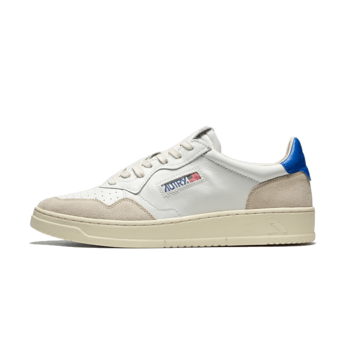 Autry Medalist Leather Suede Low White Azure Beige