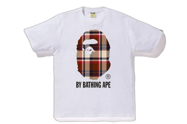 BAPE Check By Bathing Ape Tee White/Red - 1J30-110-035 - View 1 | Next Step