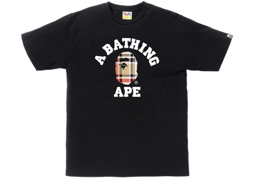 BAPE Check College T-Shirt Black Beige